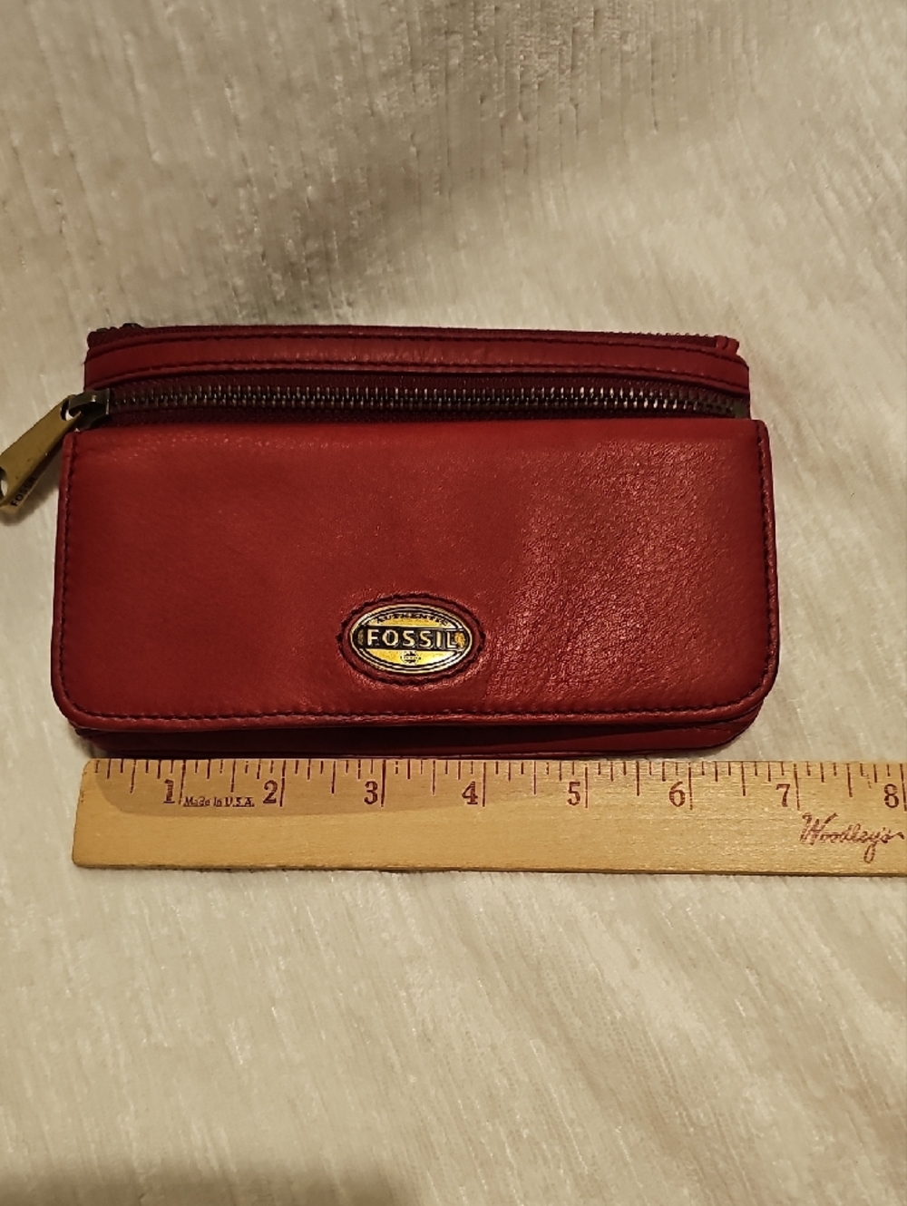 Fossil Red Leather Zip Clutch Wallet - Picture 6 of 12